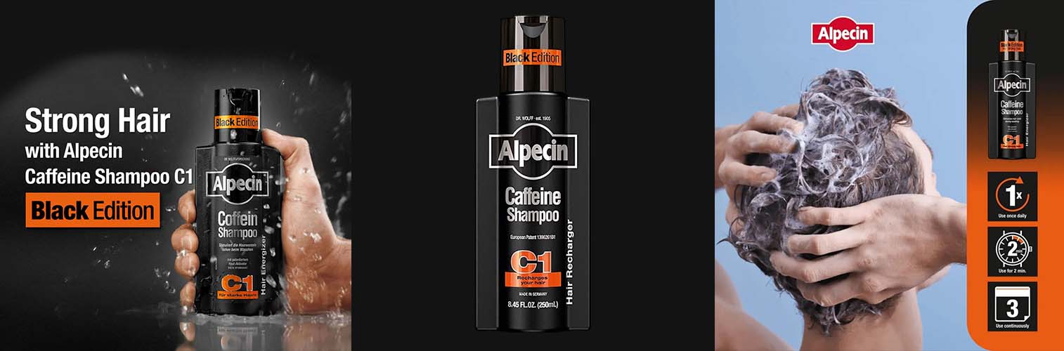 شامپو ضد ریزش کافئین Alpecin بلک خرید شامپو ضد ریزش کافئین Alpecin بلک ادیشن فروشگاه لوازم آرایش بهداشتی خانم جذاب