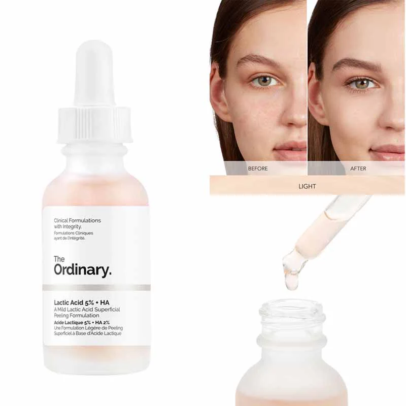 اسید3 سرم لاکتیک اسید اوردینری The Ordinary Lactic Acid 5% + HA مناسب برای لایهبرداری ملایم، روشنتر شدن پوست و بهبود بافت و شفافیت آن