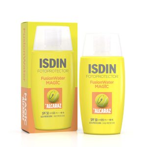 isdin fusion water magic alcaraz spf 50 ضد آفتاب آلکاراز فوق سبک ISDIN فیوژن واتر اورجینال
